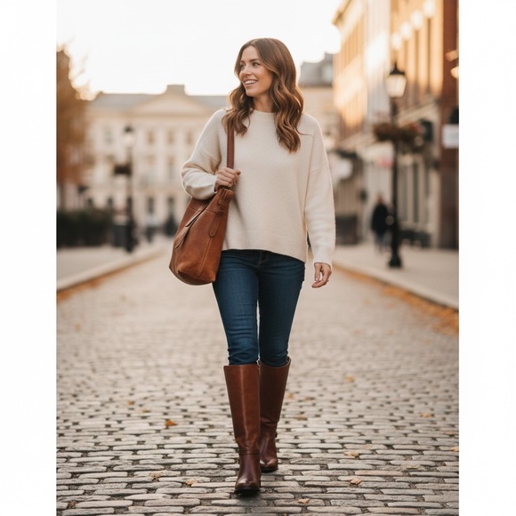 Frye Jordan Strap Cognac Leather Tall Riding Boots - Picture 5 of 15